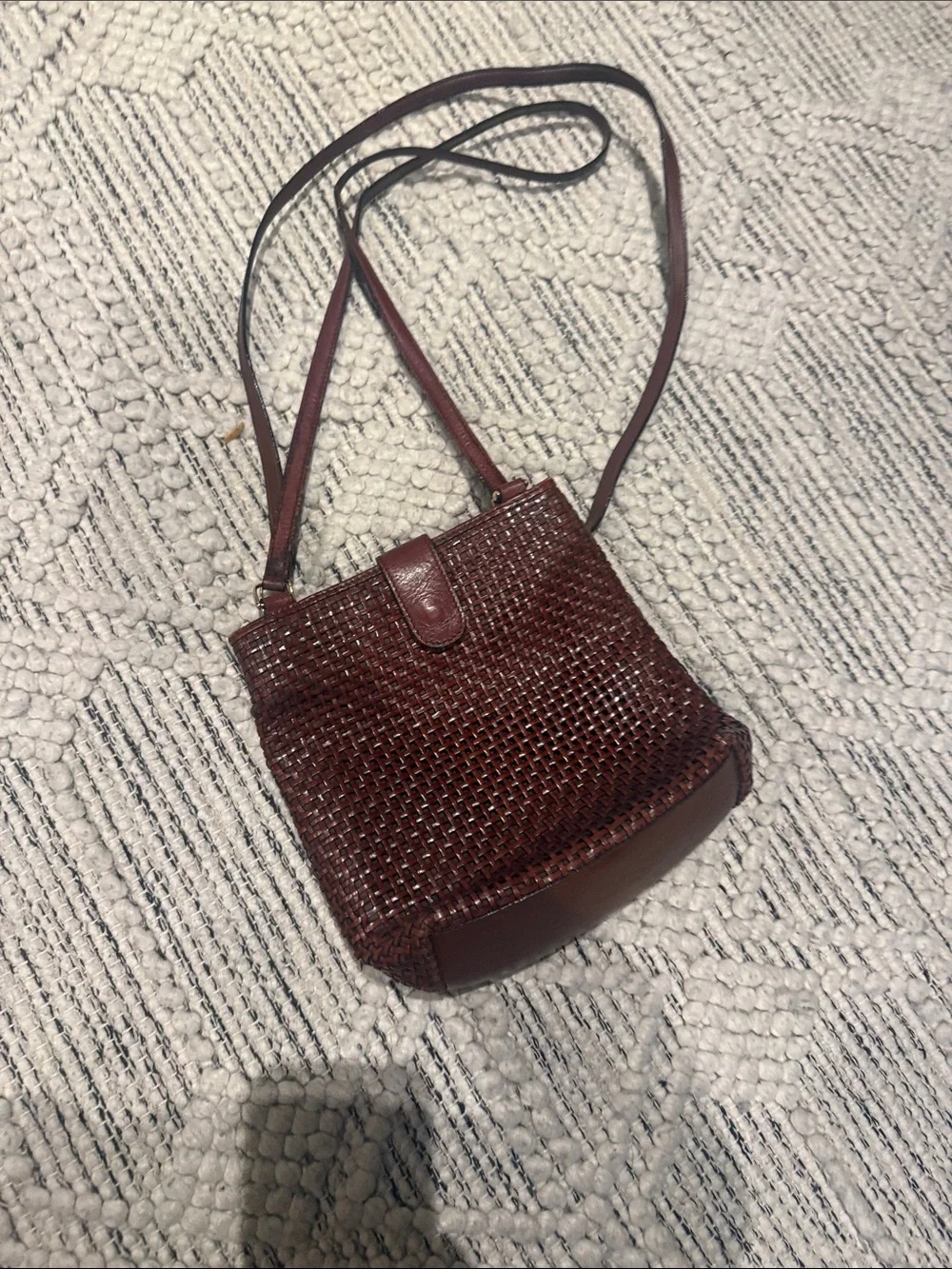 Woven Crossbody Bag in Deep Wine Red